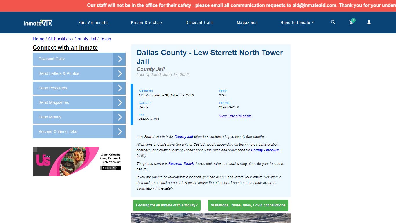 Dallas County - Lew Sterrett North Tower Jail - InmateAid